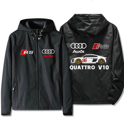 Veste Audi Quattro R8 V10 Capuche Homme Coupe-vent Imperméable